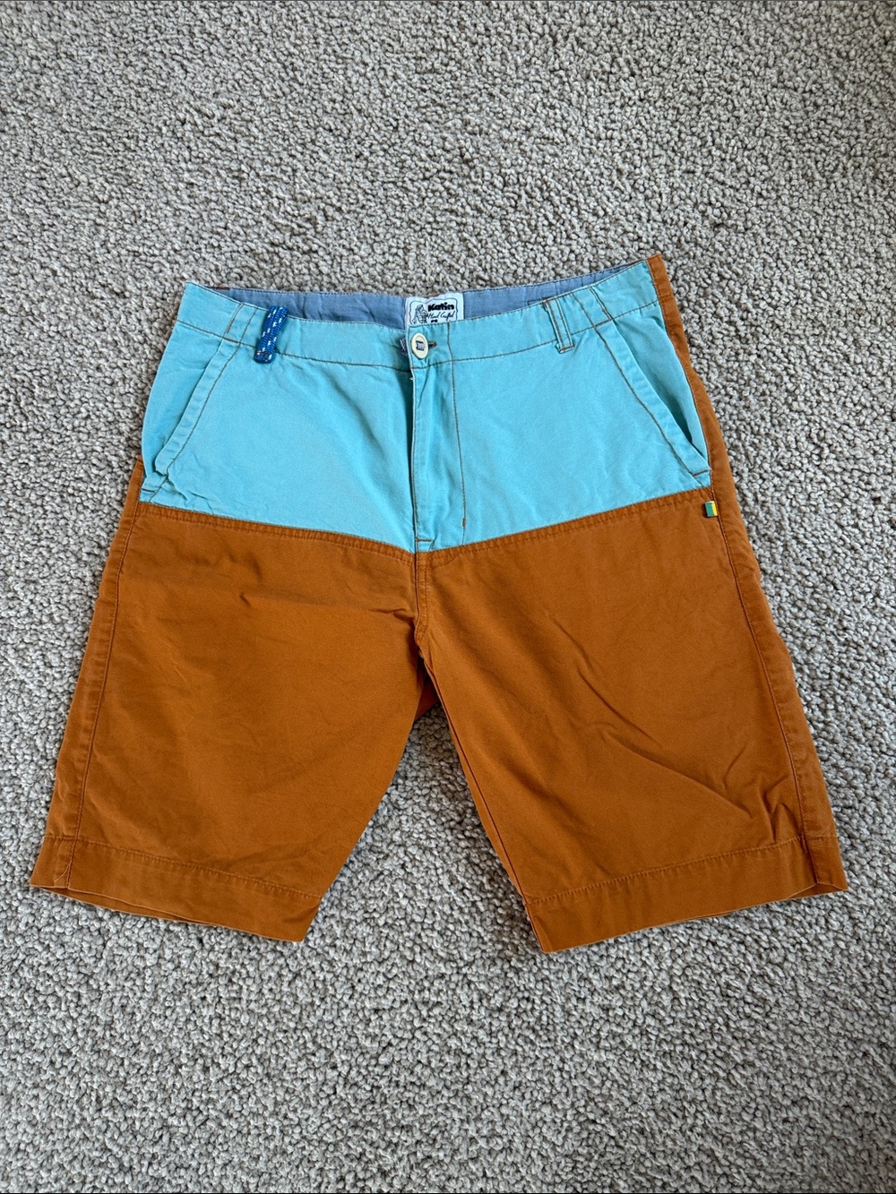 Kaitlin color block shorts 30” rust and blur